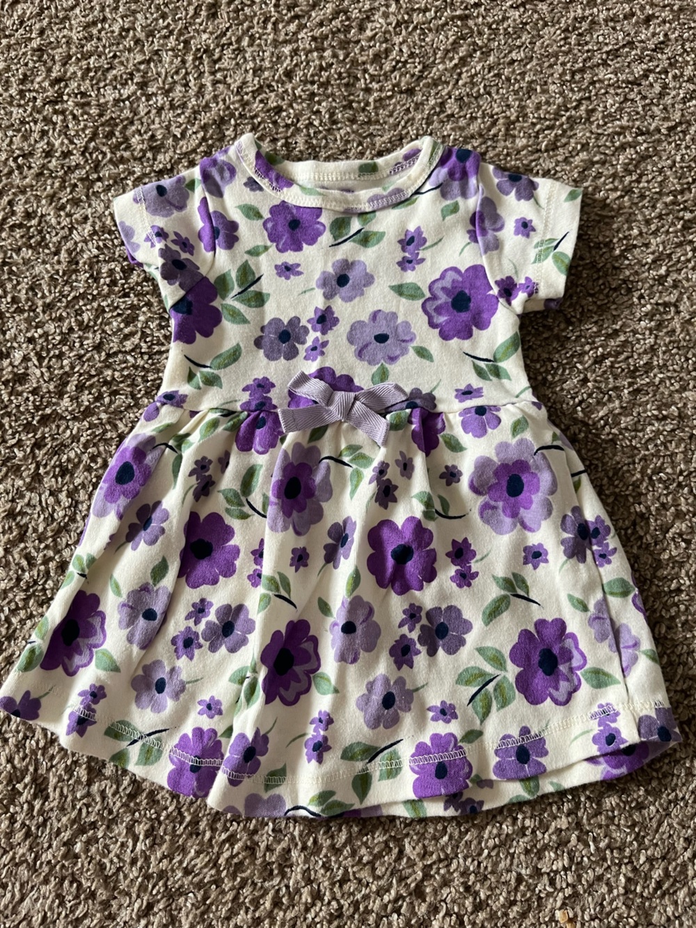 Two Set Purple Floral Bow Dress’s 0-3 Months